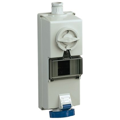   SCHNEIDER 83791 ISOBLOCK Wall-mounted, lockable socket, 2P + F, 6h, 32A, 250V, IP65, with DIN rail