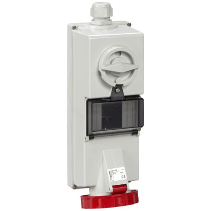   SCHNEIDER 83795 ISOBLOCK Wall-mounted, lockable socket, 3P + F, 6h, 32A, 415V, IP65, with DIN rail