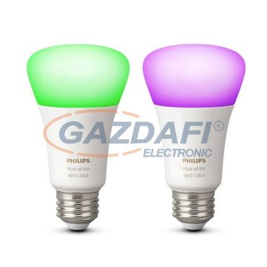 PHILIPS HUE Ambiance 8718696729052 intelligens vezérelhető fényforrás, E27, 10W, 750Lm, 2000K–6500 K +16 millió szín (2 db)