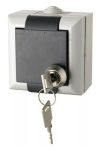 GAO 9172H "Business line" key, flap, earthed socket with child protection, wall-mounted, gray, 230V, 16A, IP54