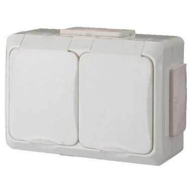 GAO 9174H "It water" 2-seater, flush-mounted, earthed socket with child protection, fk, cream, 230V ~ 50Hz 16A, IP54