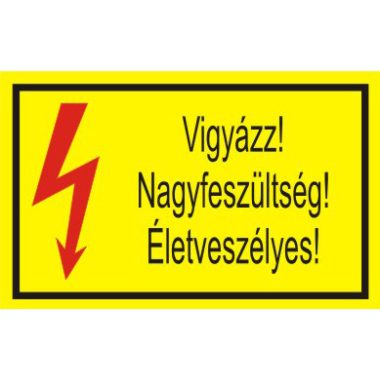 "Vigyázz! 400V Életveszélyes!" öntapadó felirat, sárga, 95x60mm