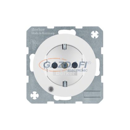   BERKER 41102089 süllyesztett kontrollámpás dugalj, fokozott érintésvédelemmel , fényes fehér, R.1, R.3, R.8, 250V, 16A