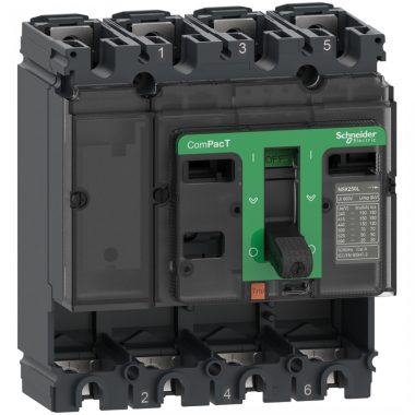 SCHNEIDER C10N4 Megszakító alapkeret, ComPacT NSX100N, 50 kA 415 VAC 50/60 Hz, 100 A, kioldóegység nélkül, 4P