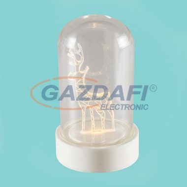 HOME CDM 9/R LED-es asztali dísz üvegbúrával, szarvas, meleg fehér világítás, 5.5x9 cm