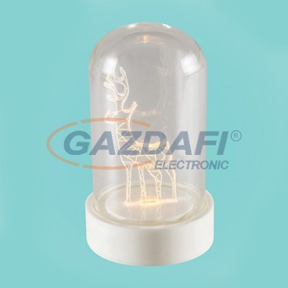   HOME CDM 9/R LED-es asztali dísz üvegbúrával, szarvas, meleg fehér világítás, 5.5x9 cm