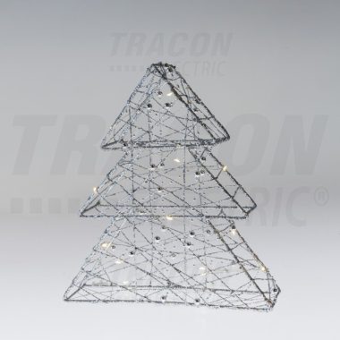 Tracon CHRTRG15SWW LED karácsonyi fenyő, ezüst, fém, elemes Timer 6+18h,15LED, 3000K, 2xAA