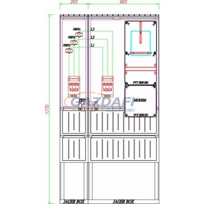   CSATÁRI PLAST PVT K-L 100S Áramváltós mérőhely, 930x250mm