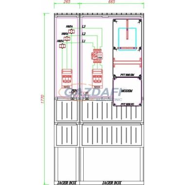 CSATÁRI PLAST PVT K-L 100ST, Áramváltós mérőhely, 930x250mm