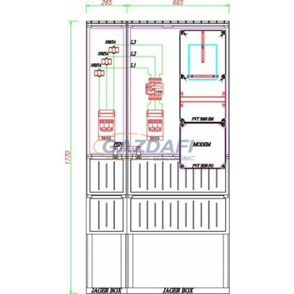   CSATÁRI PLAST PVT K-L 100ST, Áramváltós mérőhely, 930x250mm