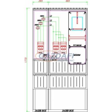 CSATÁRI PLAST PVT K-L 100S2, Áramváltós mérőhely, 930x250mm