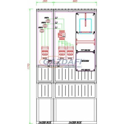   CSATÁRI PLAST PVT K-L 100S2T, Áramváltós mérőhely, 930x250mm