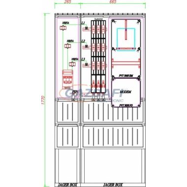 CSATÁRI PLAST PVT K-L 100S3, Áramváltós mérőhely, 930x250mm