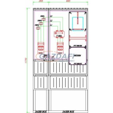 CSATÁRI PLAST PVT K-L 160ST, Áramváltós mérőhely, 930x250mm