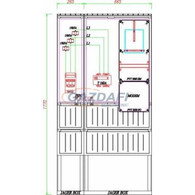 CSATÁRI PLAST PVT K-L 160T, Áramváltós mérőhely, 930x250mm