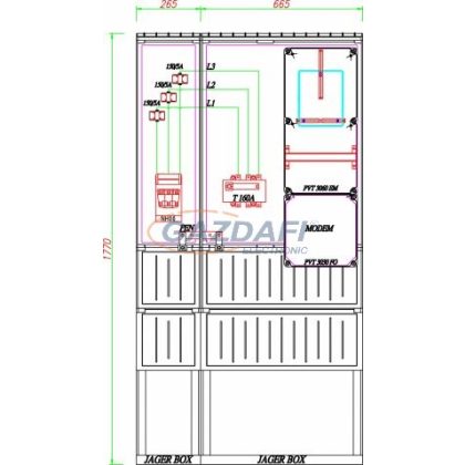   CSATÁRI PLAST PVT K-L 160T, Áramváltós mérőhely, 930x250mm