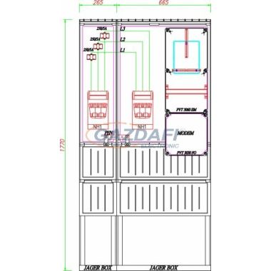 CSATÁRI PLAST PVT K-L 250S, Áramváltós mérőhely, 930x250mm