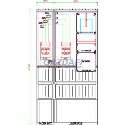   CSATÁRI PLAST PVT K-L 250S, Áramváltós mérőhely, 930x250mm