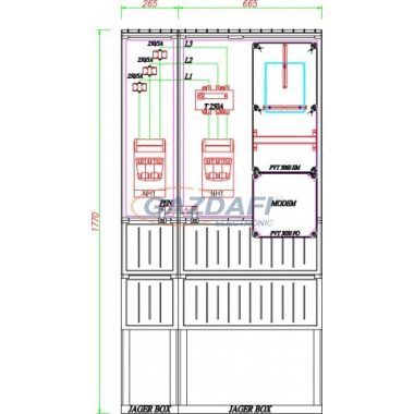 CSATÁRI PLAST PVT K-L 250ST 150/5 ÁV, Áramváltós mérőhely, 930x250mm