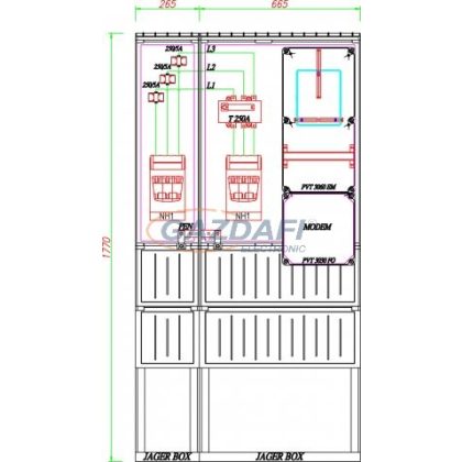   CSATÁRI PLAST PVT K-L 250ST, Áramváltós mérőhely, 930x250mm