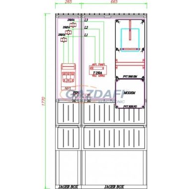 CSATÁRI PLAST PVT K-L 250T, Áramváltós mérőhely, 930x250mm