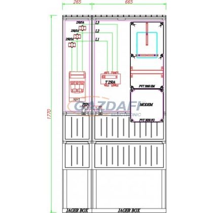   CSATÁRI PLAST PVT K-L 250T, Áramváltós mérőhely, 930x250mm