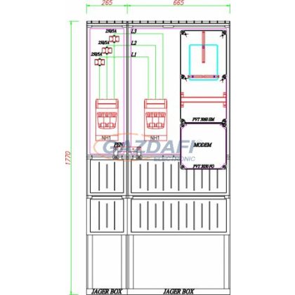   CSATÁRI PLAST PVT-K-L 250S 200/5 ÁV, Áramváltós mérőhely, 930x250mm