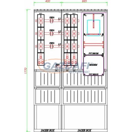   CSATÁRI PLAST PVT K-L 250S2 150/5 ÁV, Áramváltós mérőhely, 1065x320mm