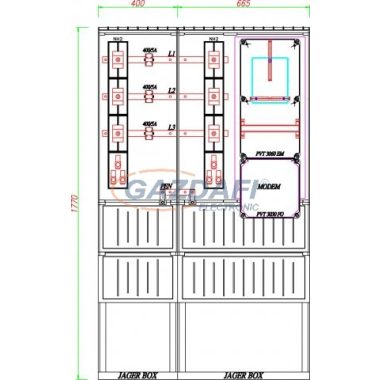 CSATÁRI PLAST PVT K-L 400S 250/5ÁV, Áramváltós mérőhely, 1065x320mm