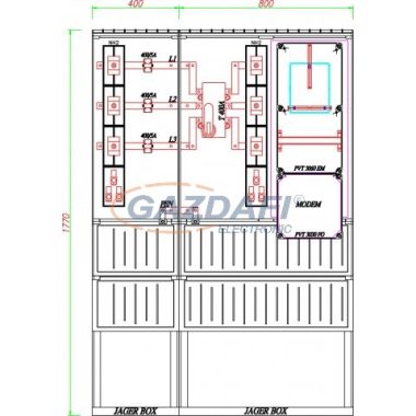 CSATÁRI PLAST PVT K-L 400ST 100/5 ÁV, Áramváltós mérőhely, 1200x320mm