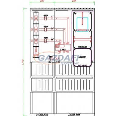 CSATÁRI PLAST PVT K-L 400T 150/5 ÁV, Áramváltós mérőhely, 1065x320mm