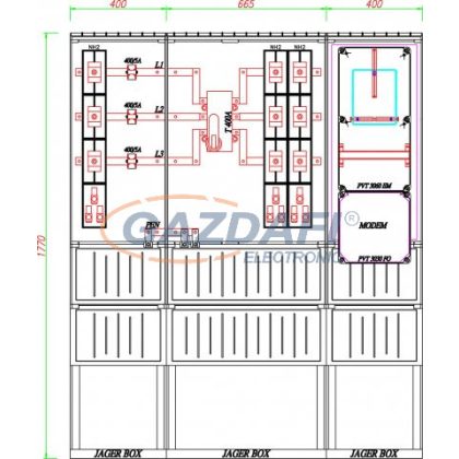   CSATÁRI PLAST PVT K-L 400S2T 200/5 ÁV, Áramváltós mérőhely, 1465x320mm