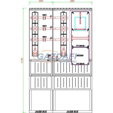 CSATÁRI PLAST PVT K-L 630S, Áramváltós mérőhely, 1065x320mm