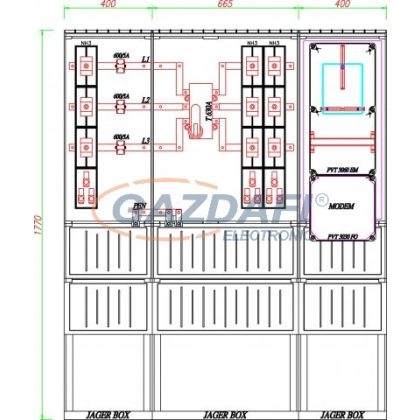   CSATÁRI PLAST PVT K-L 630S2T, Áramváltós mérőhely, 1465x320mm