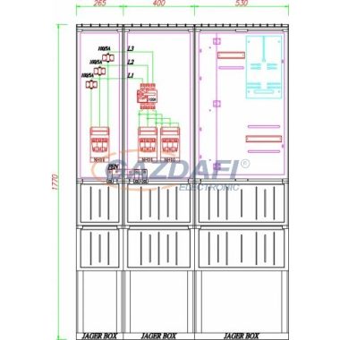 CSATÁRI PLAST PVT K-L 100S2T-NY, Áramváltós mérőhely, nyitható szerelőlappal, 1195x250mm