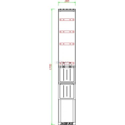   CSATÁRI PLAST PVT K-L 26 FE, Földkábelelosztó szekrény sínezéssel és biztosítósorral, szakaszoló nélkül, 260x1770/250mm