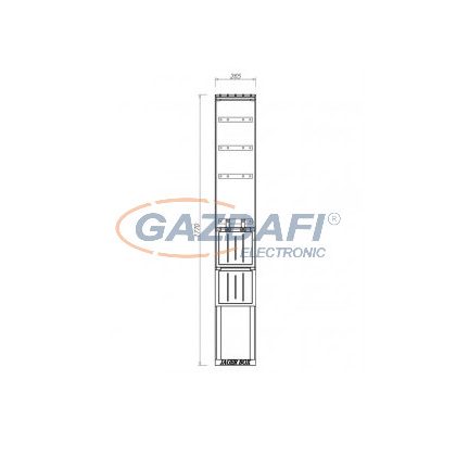   CSATÁRI PLAST PVT-K-L 26 FE, Földkábelelosztó szekrény sínezéssel és biztosítósorral, 2xNH2, 260x1770/250mm