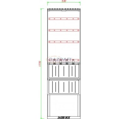 CSATÁRI PLAST PVT K-L 53 FE, Földkábelelosztó szekrény sínezéssel és biztosítósorral, 3xNH2+T, 530x1770/250mm