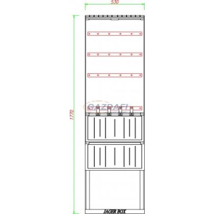   CSATÁRI PLAST PVT K-L 53 FE, Földkábelelosztó szekrény sínezéssel és biztosítósorral, 2xNH00+3xNH2, 530x1770/250mm