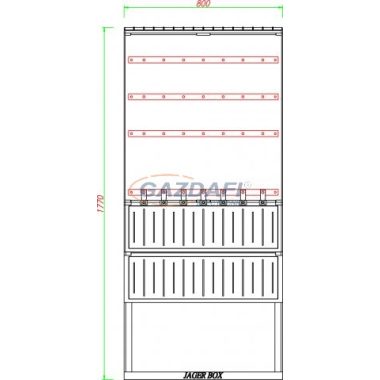 CSATÁRI PLAST PVT K-L 80 FE, Földkábelelosztó szekrény sínezéssel és biztosítósorral, szakaszoló nélkül, 800x1770/250mm