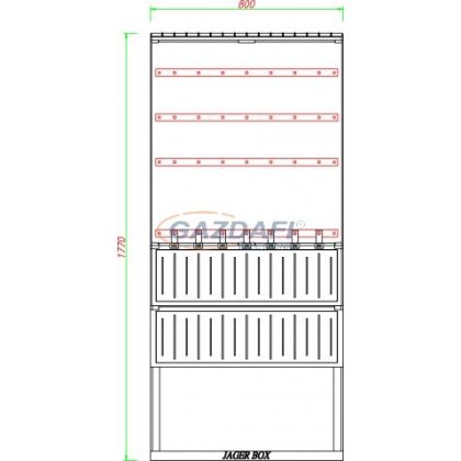   CSATÁRI PLAST PVT K-L 80 FE, Földkábelelosztó szekrény sínezéssel és biztosítósorral, 6xNH00+4xNH2, 800x1770/250mm