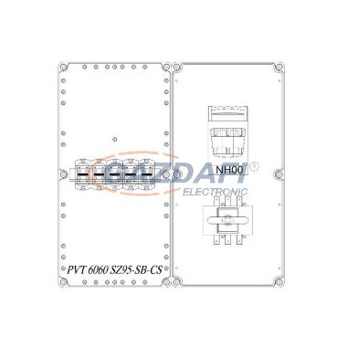 CSATÁRI PLAST PVT 6060 SZ95-SB-CS Szinti csatlakozó és leágazó szekrény biztosítós szakaszólóval és terheléskapcsolóval, csoportos fogyasztásmérő kialakítására