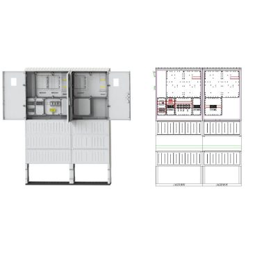 CSATÁRI PLAST PVT-K-L Á-V-Hv Fm-Fi-80A Egy felhasználási helyes M63.80A, V63.80A és Hv63.80A mérés, földkábeles, szabadon álló kivitelben, fogyasztói főelosztóval