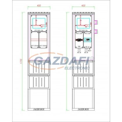   CSATÁRI PLAST PVT K-L EON 1-AM, direkt mérőhely, 400x1770x250mm, alsó maszkkal