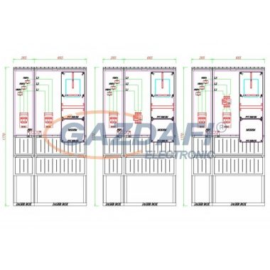 CSATÁRI PLAST PVT K-L EON 100ST, Áramváltós mérőhely, 930x250mm