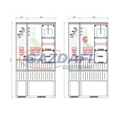 CSATÁRI PLAST PVT K-L EON 100S2T, Áramváltós mérőhely, 930x250mm