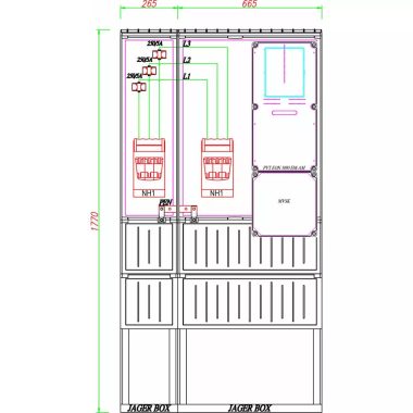 CSATÁRI PLAST PVT K-L EON 250ST 150/5 ÁV, Áramváltós mérőhely, 930x250mm