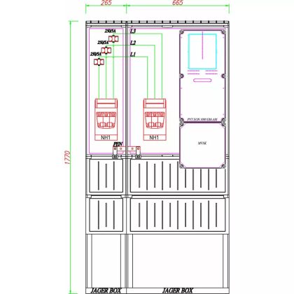   CSATÁRI PLAST PVT K-L EON 250ST 200/5 ÁV, Áramváltós mérőhely, 930x250mm