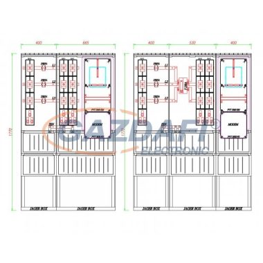 CSATÁRI PLAST PVT K-L EON 250S2 100/5 ÁV, Áramváltós mérőhely, 1065x320mm