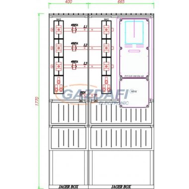 CSATÁRI PLAST PVT-K-L EON 400S 100/5ÁV, Áramváltós mérőhely, 1065x320mm